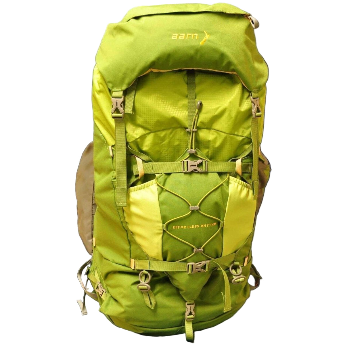 Green backpack with visible brand logo on a white background